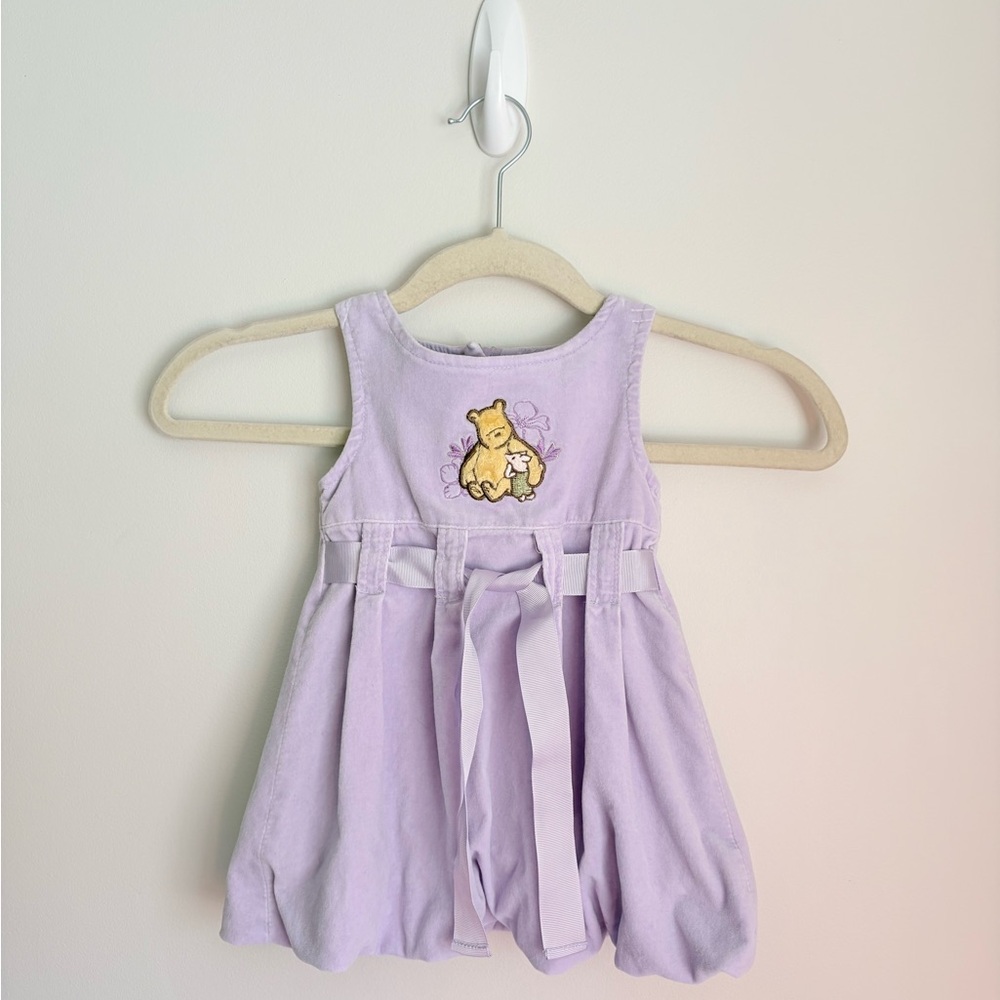 VTG Disney Winnie The Pooh Piglet Dress Baby Girl 6-12 Mos Purple Velvet Summer